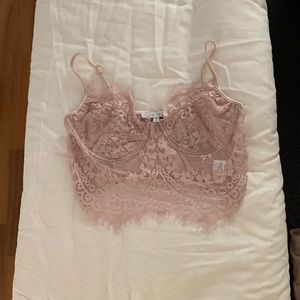 Cream lace crop top
